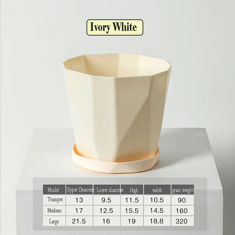 Elegant Nordic-style resin flower pot with a minimalist design, perfect for displaying indoor plants and adding a touch of Scandinavian charm to any room.