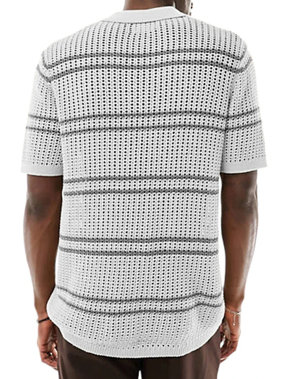A classic men's knit cardigan with a stylish short-sleeve design, perfect for casual summer wear