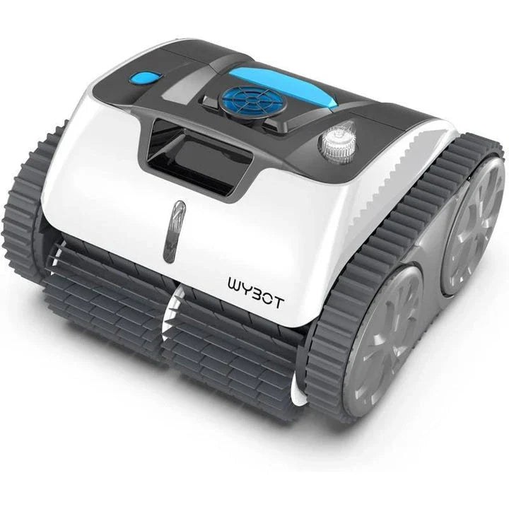 Cordless robotic pool vacuum cleaner with powerful suction, specialized brushes, and intelligent navigation for effortless in-ground pool cleaning