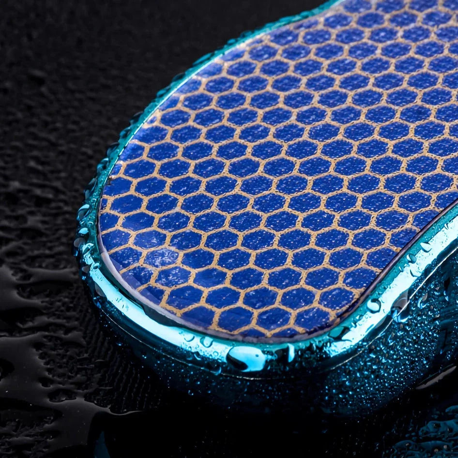 Premium Nano Glass Pedicure Foot File in gold, sky blue, and pink colors for smooth, soft feet