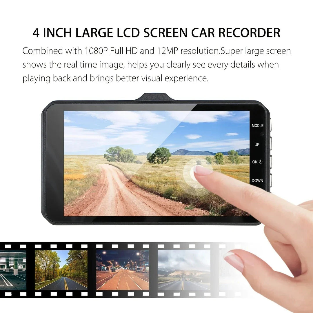 1080P Full HD Dual Dash Cam with Night Vision and 170 Degree Wide Angle Lens