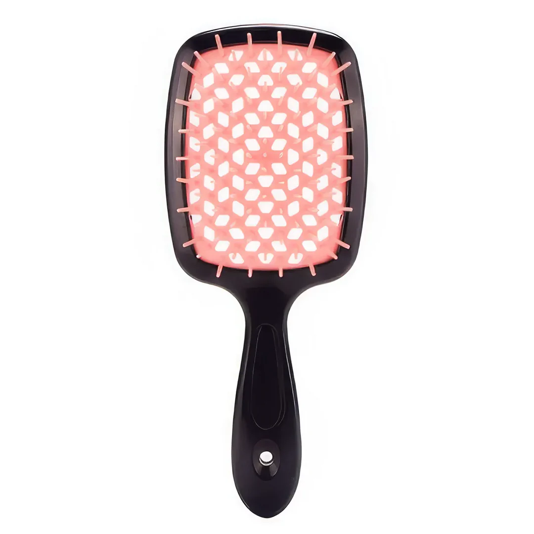 DetanglePro Air Cushion Hair Comb in purple, pink, and green colors for effortless hair detangling