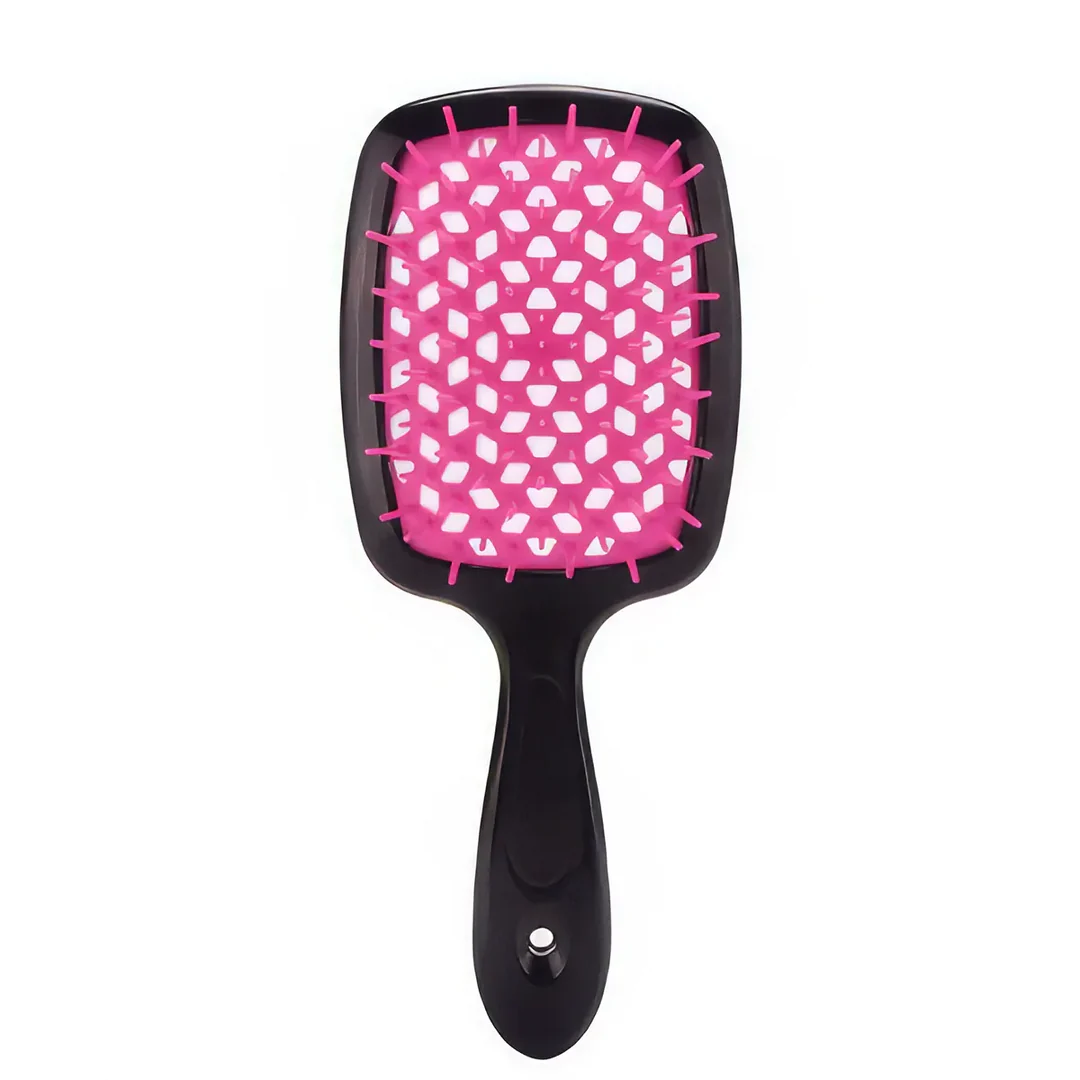DetanglePro Air Cushion Hair Comb in purple, pink, and green colors for effortless hair detangling