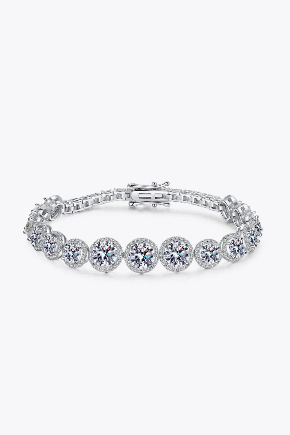 Elegant 925 sterling silver bracelet featuring a stunning 10.4 carat moissanite design with a minimalist, sophisticated style.