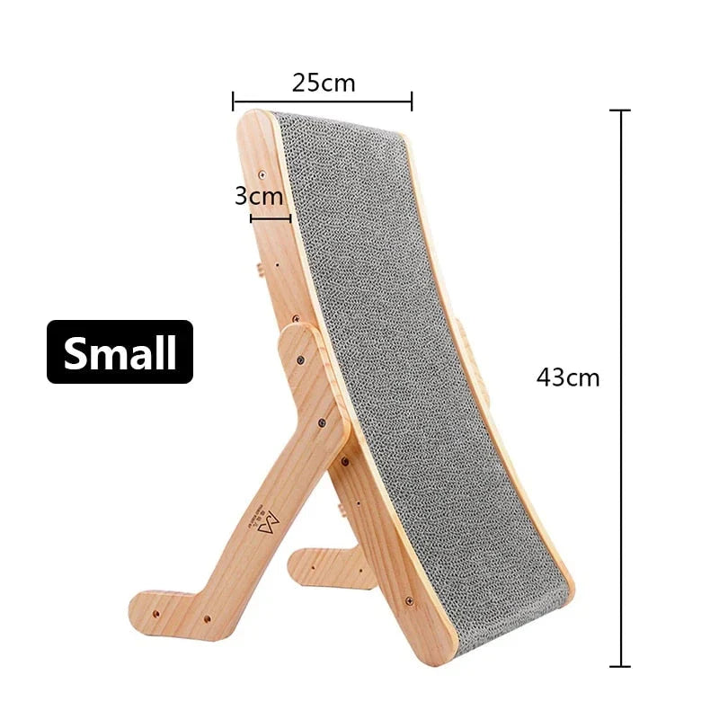 3-in-1 Premium Wooden Cat Scratcher Lounge Bed with Adjustable Scratching Angles and Micro-Arc Surface for Optimal Comfort