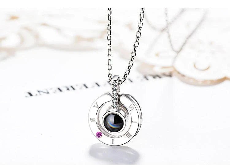 Elegant 925 Sterling Silver clavicle chain with 100-language 'I Love You' message, a romantic and versatile jewelry piece