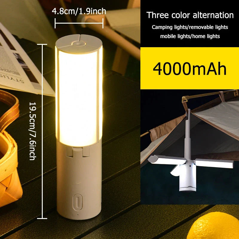 Portable Rechargeable Camping Lantern with durable ABS construction, energy-efficient LED bulbs, and long-lasting rechargeable battery