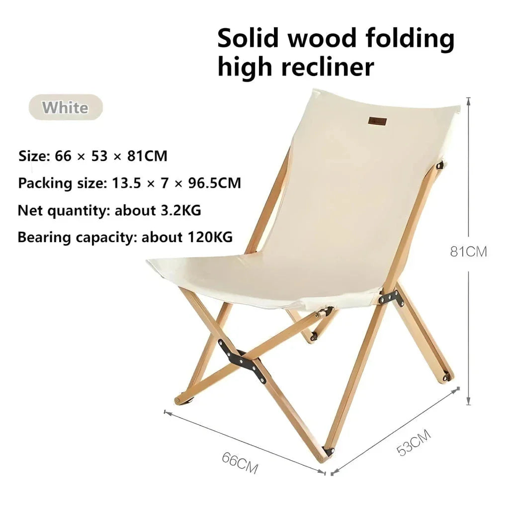 Durable outdoor folding chair with solid beech wood frame and breathable cotton canvas seating for comfortable camping and outdoor adventures