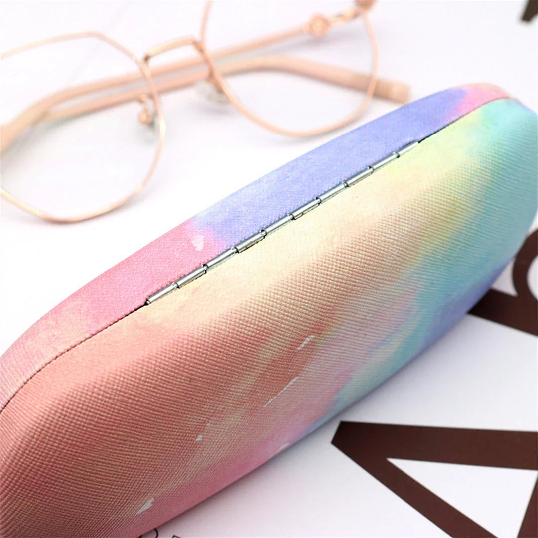 Gradient Cloud Printed Eyewear Case with Durable Metal Frame and Soft Velvet Lining to Protect Glasses