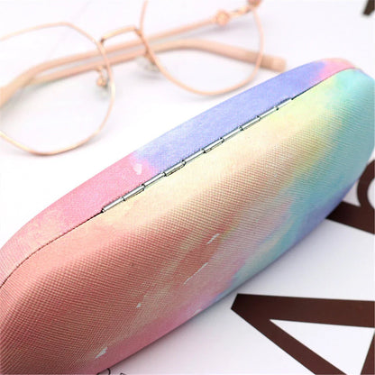 Gradient Cloud Printed Eyewear Case with Durable Metal Frame and Soft Velvet Lining to Protect Glasses