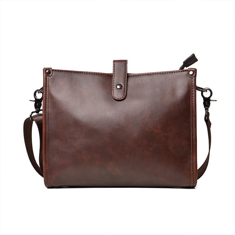 Stylish Men's Shoulder Messenger Bag with Korean-inspired Design, Crafted from Durable PU Leather