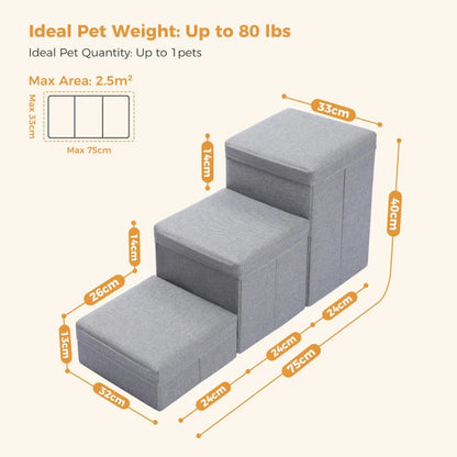 Foldable 2-in-1 Pet Steps and Storage Ladder for Dogs and Puppies, providing a safe and convenient way for pets to access high places