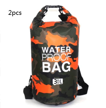 Rugged waterproof backpack made of durable ripstop polyester, perfect for outdoor adventures like hiking, camping, and beach trips.