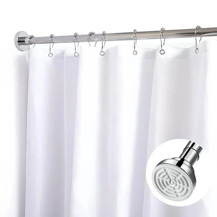 Adjustable stainless steel tension shower curtain rod in multiple size options for versatile bathroom and home use