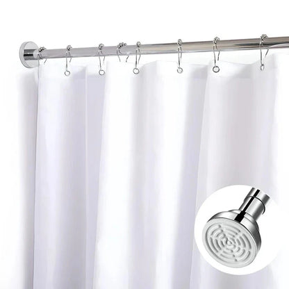 Adjustable stainless steel tension shower curtain rod in multiple size options for versatile bathroom and home use