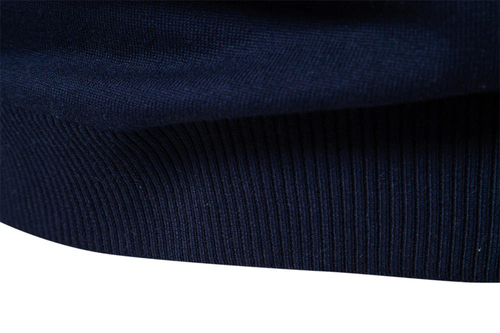 Cozy autumn and winter half-zip sweater in green, dark blue, khaki, and light gray colors