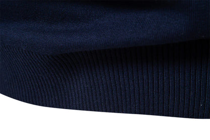 Cozy autumn and winter half-zip sweater in green, dark blue, khaki, and light gray colors