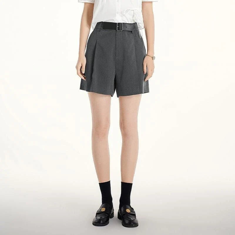 Elegant summer harem shorts for women with high-waist, loose fit, and subtle pleating detail