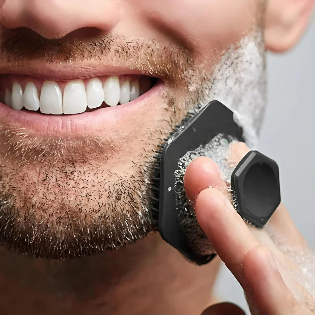 Premium silicone face cleaning brush for men, designed for deep cleansing and pre-shave skin preparation
