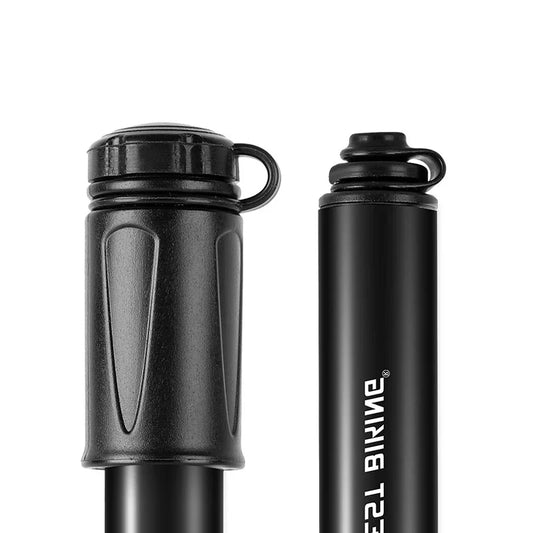 Compact and powerful air pump for inflating bicycle tires and basketballs up to 100 PSI