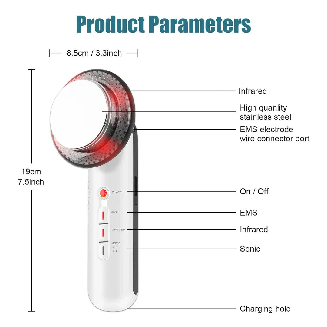 Ultrasonic EMS Infrared Body Shaper and Facial Lifter - Comprehensive Beauty Device for Skin Tightening, Muscle Toning, and Facial Lifting