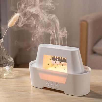 Elegant Ultrasonic Humidifier with Essential Oil Diffuser, featuring a unique raindrop design and calming lighting for a serene living space
