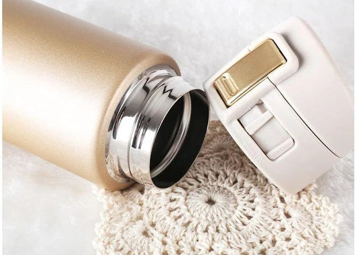 Compact and Colorful Stainless Steel Thermos in Gold Color, Keeps Drinks Hot or Cold for Hours