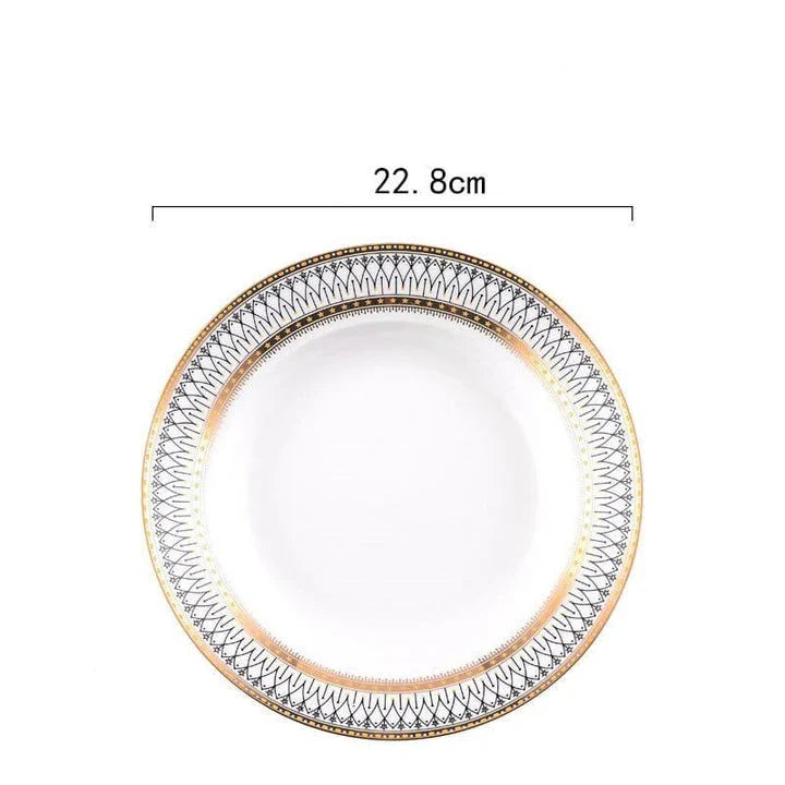 Elegant white marble-inspired ceramic plate with a sophisticated and timeless design