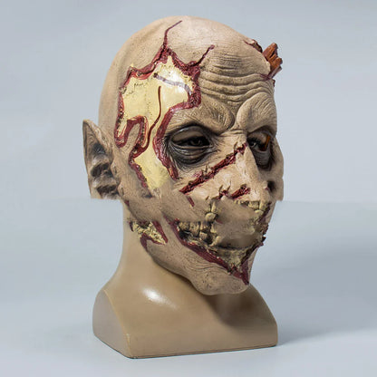 A realistic latex mask with a 'scared old man' design, perfect for horror-themed costumes and accessories