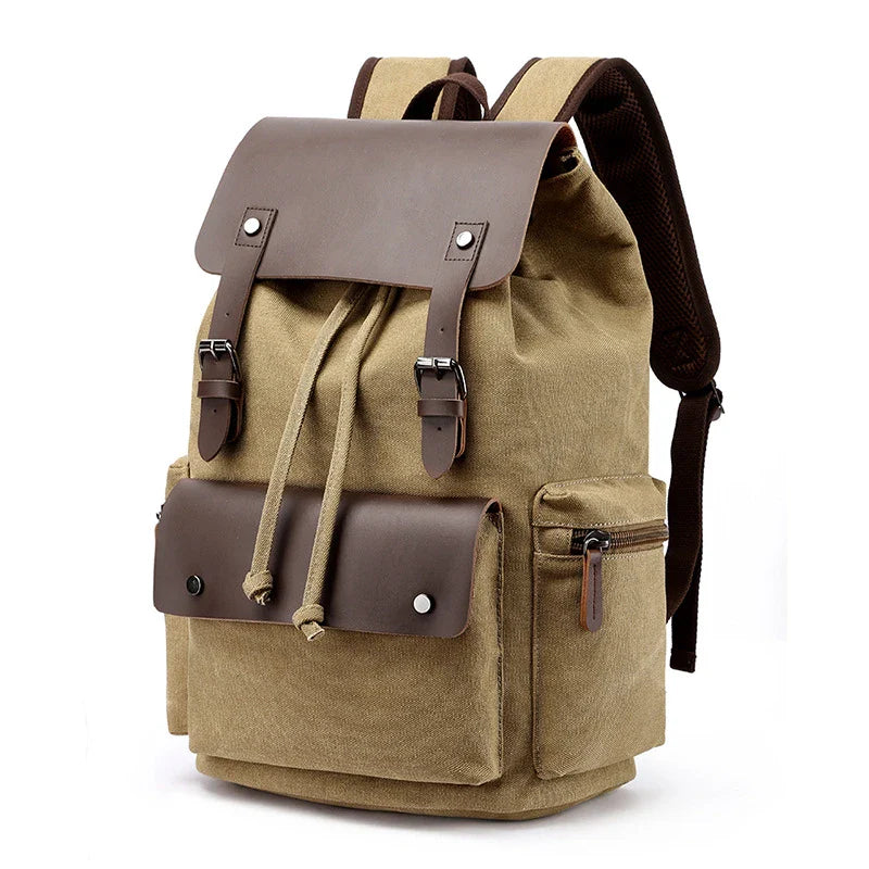 Durable canvas backpack with spacious 20-35L capacity, convenient draw-string closure, and unisex design for everyday use