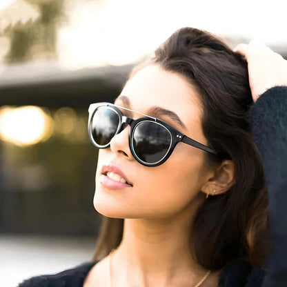 Classic polarized round sunglasses in various colors with features like UV400 protection, anti-impact lenses, and a comfortable, lightweight design.