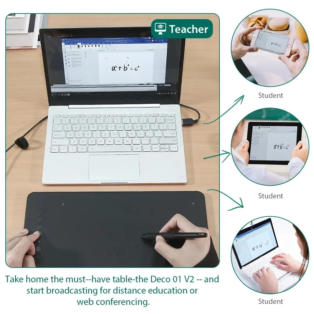 XPPen Deco 01 V2 10-inch Digital Drawing Tablet with Customizable Shortcuts and Tilt-Supported Stylus