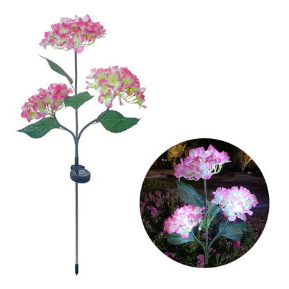 Captivating Hydrangea Rose Solar LED Garden Lights that effortlessly illuminate outdoor spaces with natural elegance