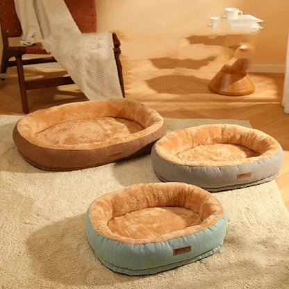 Cozy non-slip warming pet bed made of 100% cotton for small dogs and cats, available in three sizes