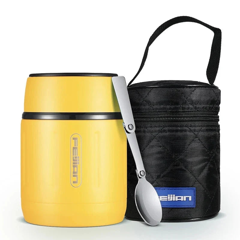 500ml Insulated Stainless Steel Meal Jar with Foldable Spoon, Perfect for Hot or Cold Meals on the Go