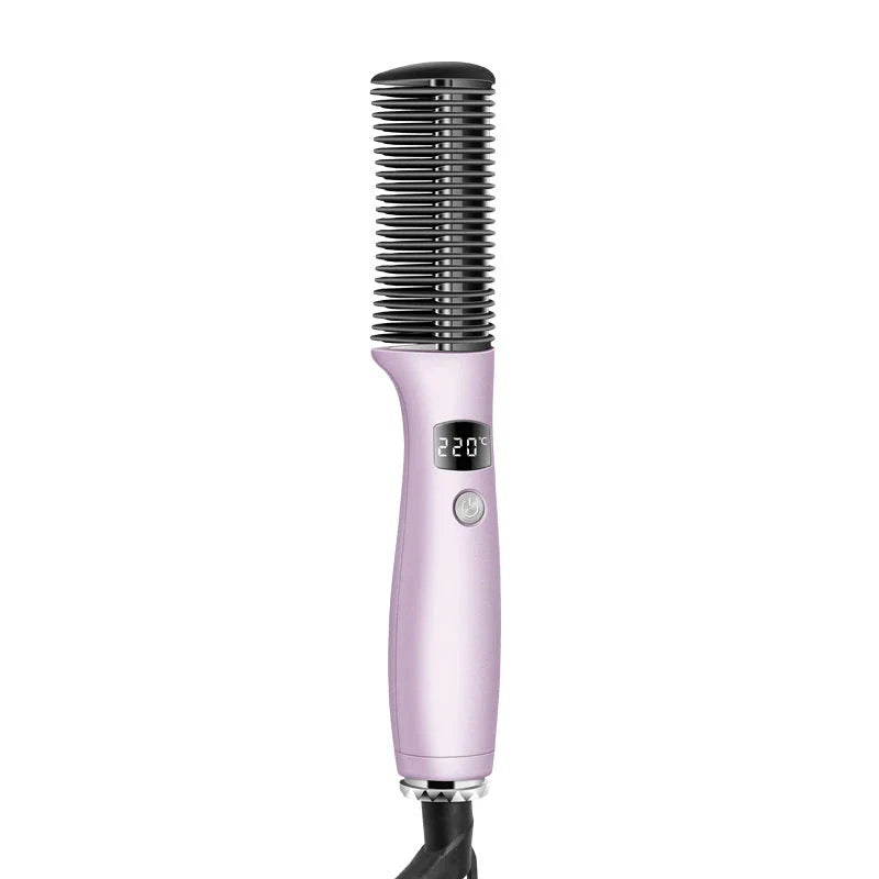 Cordless 2-in-1 Hair Straightener and Curler Comb with Digital Temperature Control for Effortless Styling