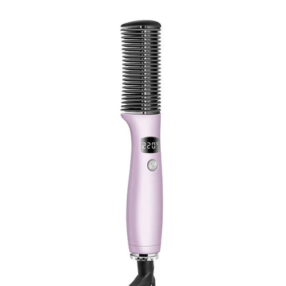Cordless 2-in-1 Hair Straightener and Curler Comb with Digital Temperature Control for Effortless Styling