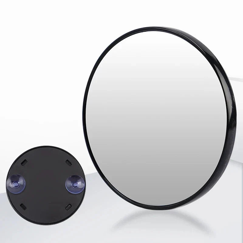 A high-definition magnifying mirror with a strong suction cup attachment for hands-free use in the bathroom or on the go.