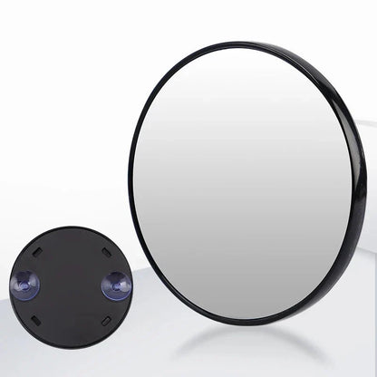A high-definition magnifying mirror with a strong suction cup attachment for hands-free use in the bathroom or on the go.