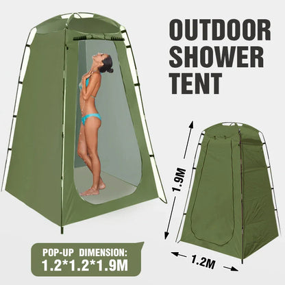 Premium Portable Privacy Shower Tent with waterproof, UV-protected fabric and sturdy fiberglass structure for outdoor adventures