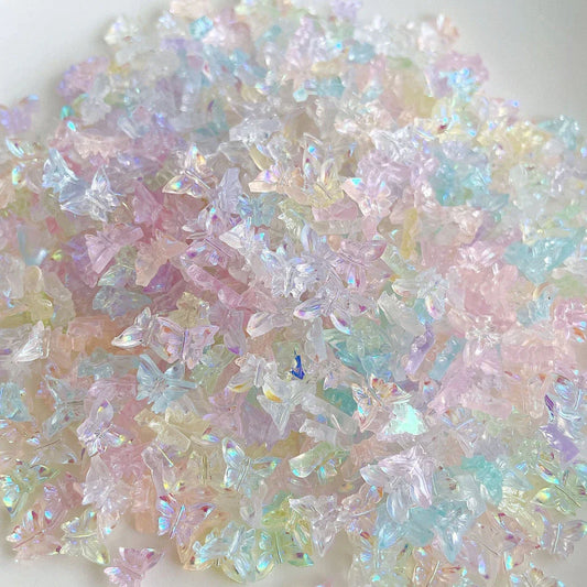 Aurora Butterfly Nail Charms - Iridescent 3D Acrylic Nail Decorations in a Mix of Butterfly Designs