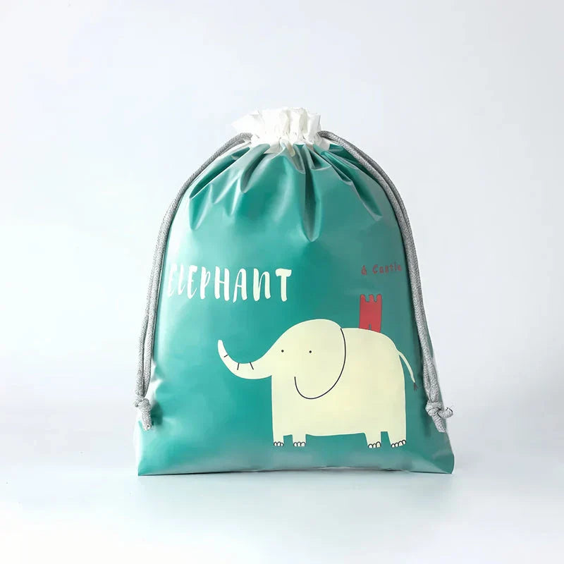 Cartoon Cute Large Capacity Waterproof Drawstring Storage Bag in Yellow Color