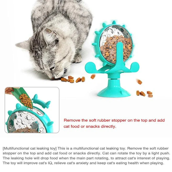 Interactive Windmill Turntable Puzzle Toy for Small Dogs and Cats - Slow Feeder for Mental Stimulation