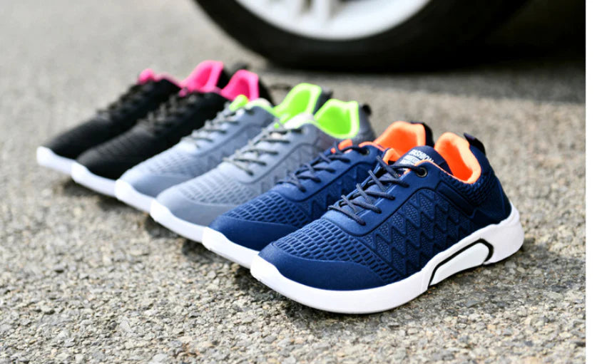 Comfortable and stylish spring sports shoes with breathable mesh design, available in multiple color options