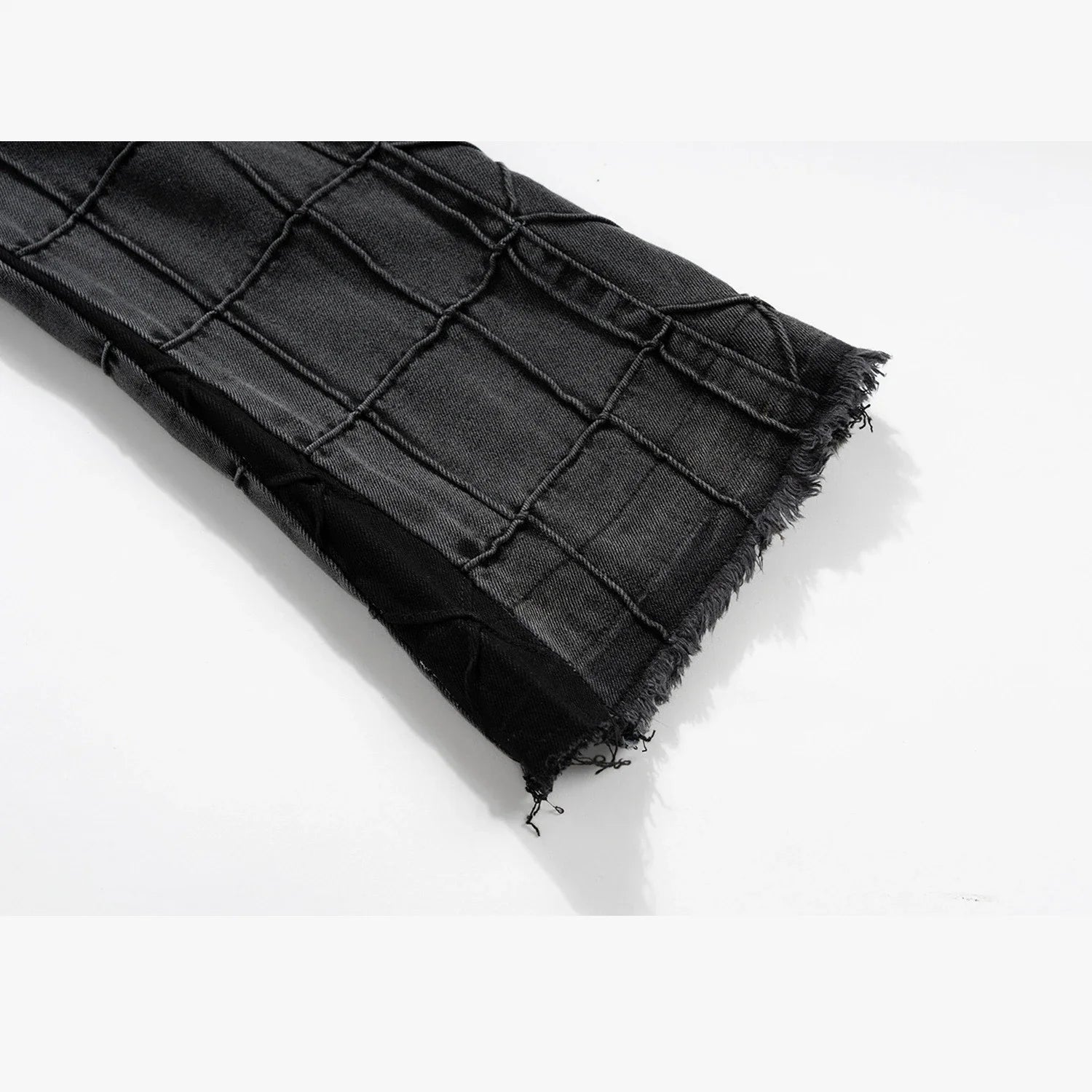 Fashionable waffle-textured casual jeans for men and women in black and gray colors