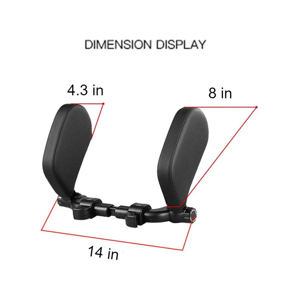 Adjustable car seat headrest pillow with memory foam side pillows for comfortable napping on the road