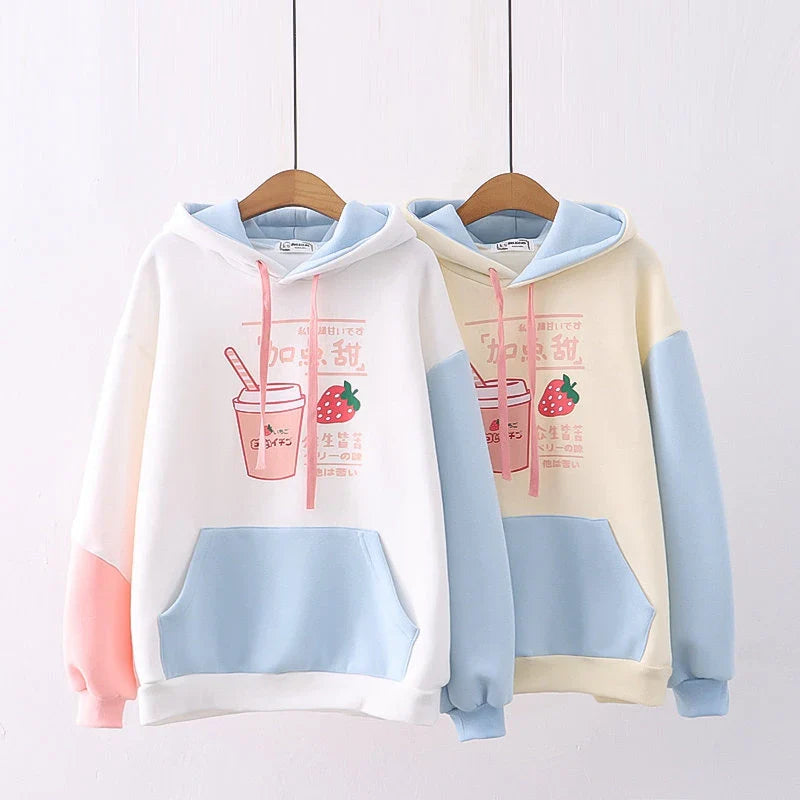 Cozy and stylish hooded sweater for trendy students, featuring plush velvet trim and oversized, slouchy fit for maximum comfort and warmth