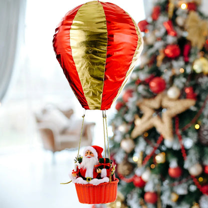 Festive Santa Hot Air Balloon Ceiling Decor - Premium vinyl and velvet construction with a mesmerizing lighting effect to elevate your holiday cheer