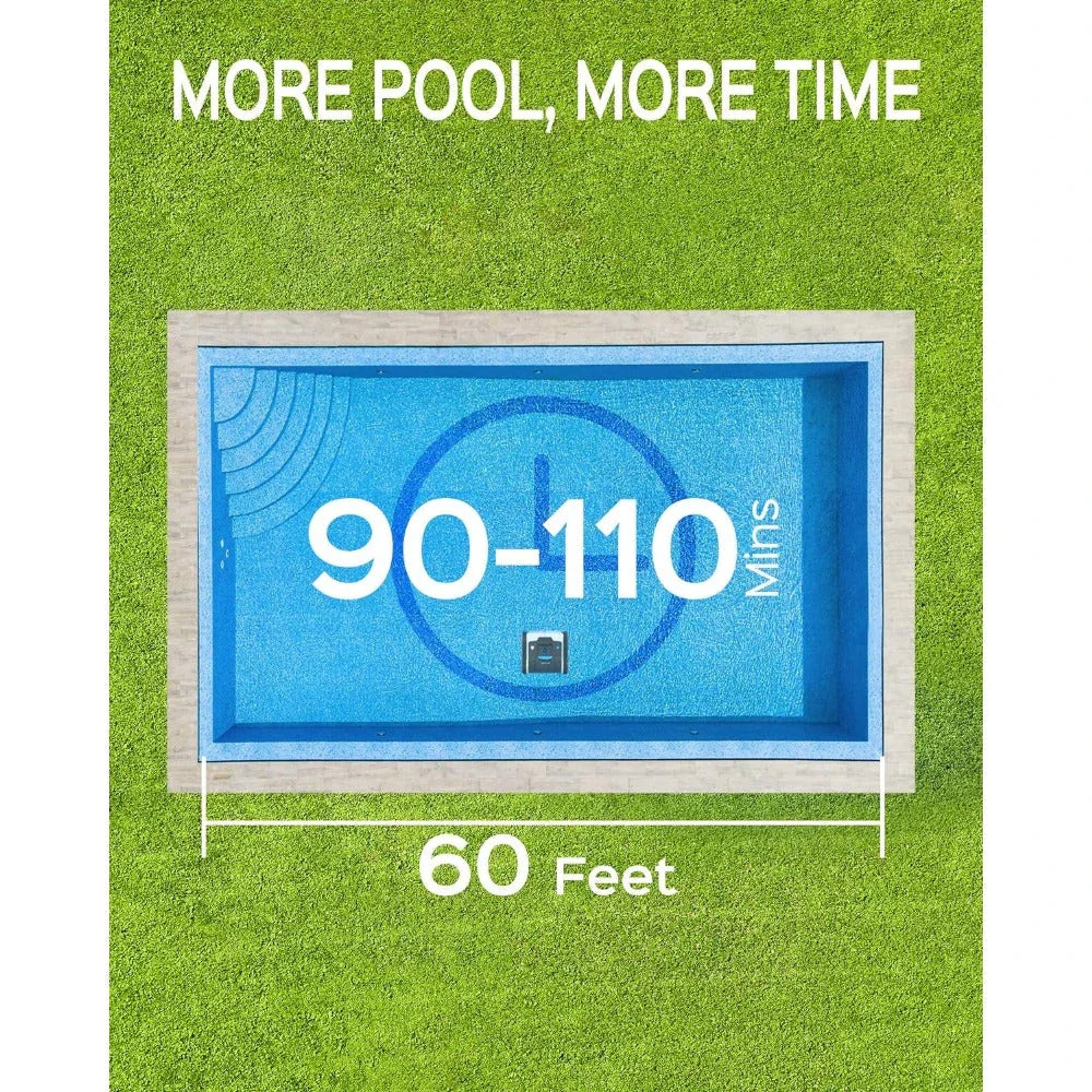 Cordless robotic pool vacuum cleaner with powerful suction, specialized brushes, and intelligent navigation for effortless in-ground pool cleaning