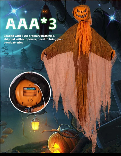 Illuminating Halloween decoration with a luminous hanging pumpkin design, perfect for adding spooky ambiance to your holiday celebrations